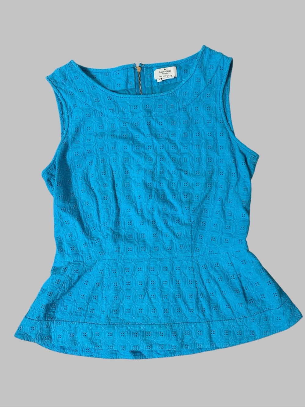 Kate Spade Blue Peplum Sleeveless Top